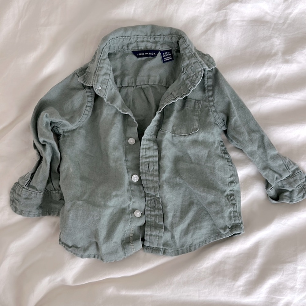 Jack and Janie Linen Green Shirt